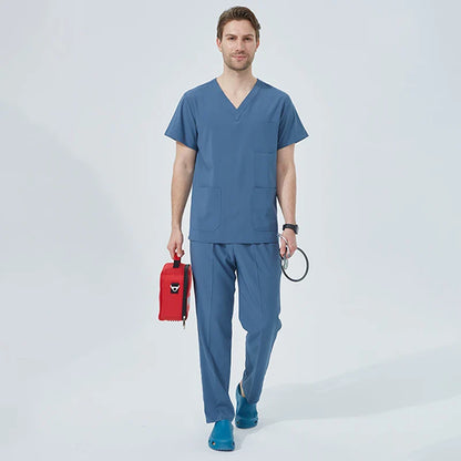 Cralom V-Neck Scrubs Set: Women's Slim Fit Surgeon Uniform Operating Room Stretch