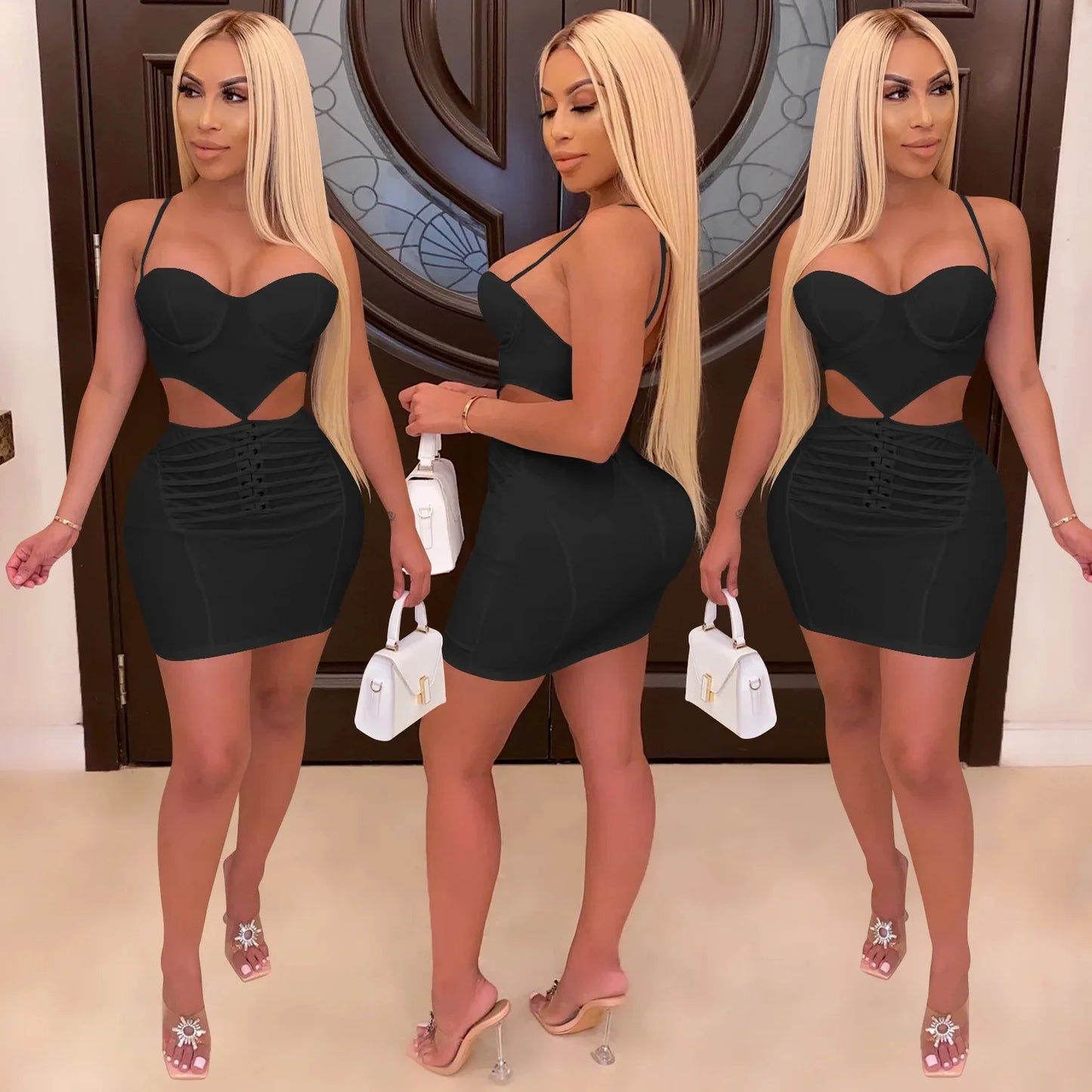 Cralom Sexy Solid Color Suspender Dress - Summer 2025