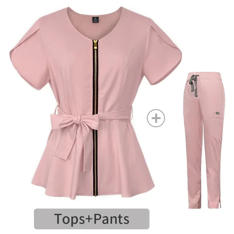 Cralom Beauty Workwear Set: Elastic Blouse & Straight Pants for Women