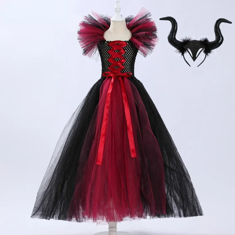 Cralom Deluxe Demon Queen Witch Girls Halloween Party Costume