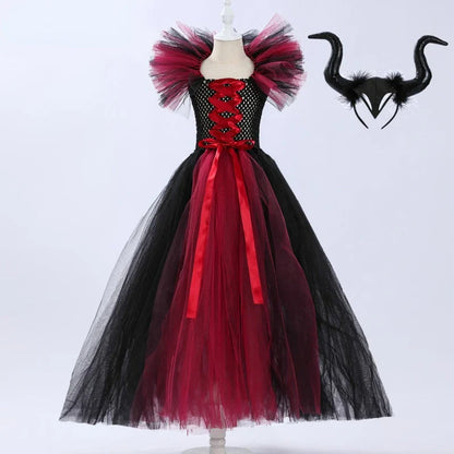 Cralom Deluxe Demon Queen Witch Girls Halloween Party Costume