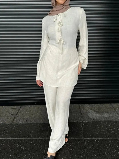 Cralom 2-Piece Abaya Set: Top & Pants for Modest Muslim Style
