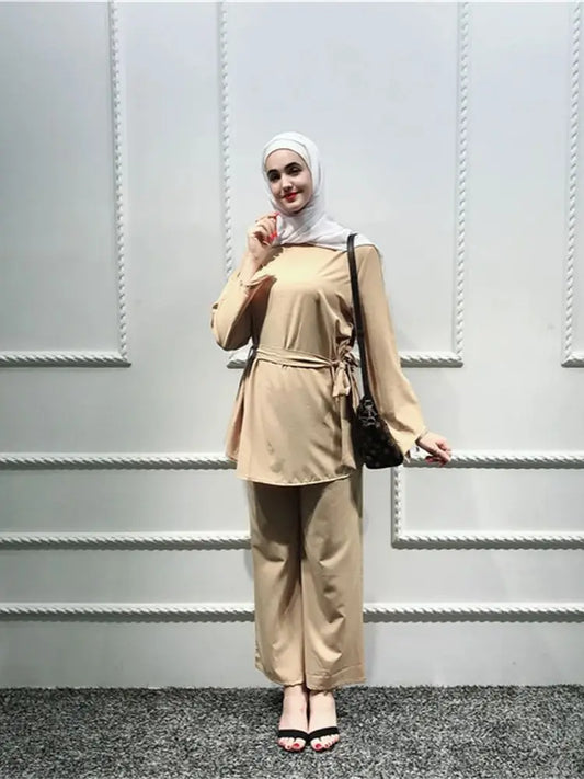 Cralom Khaki Eid Abaya Set - Size L