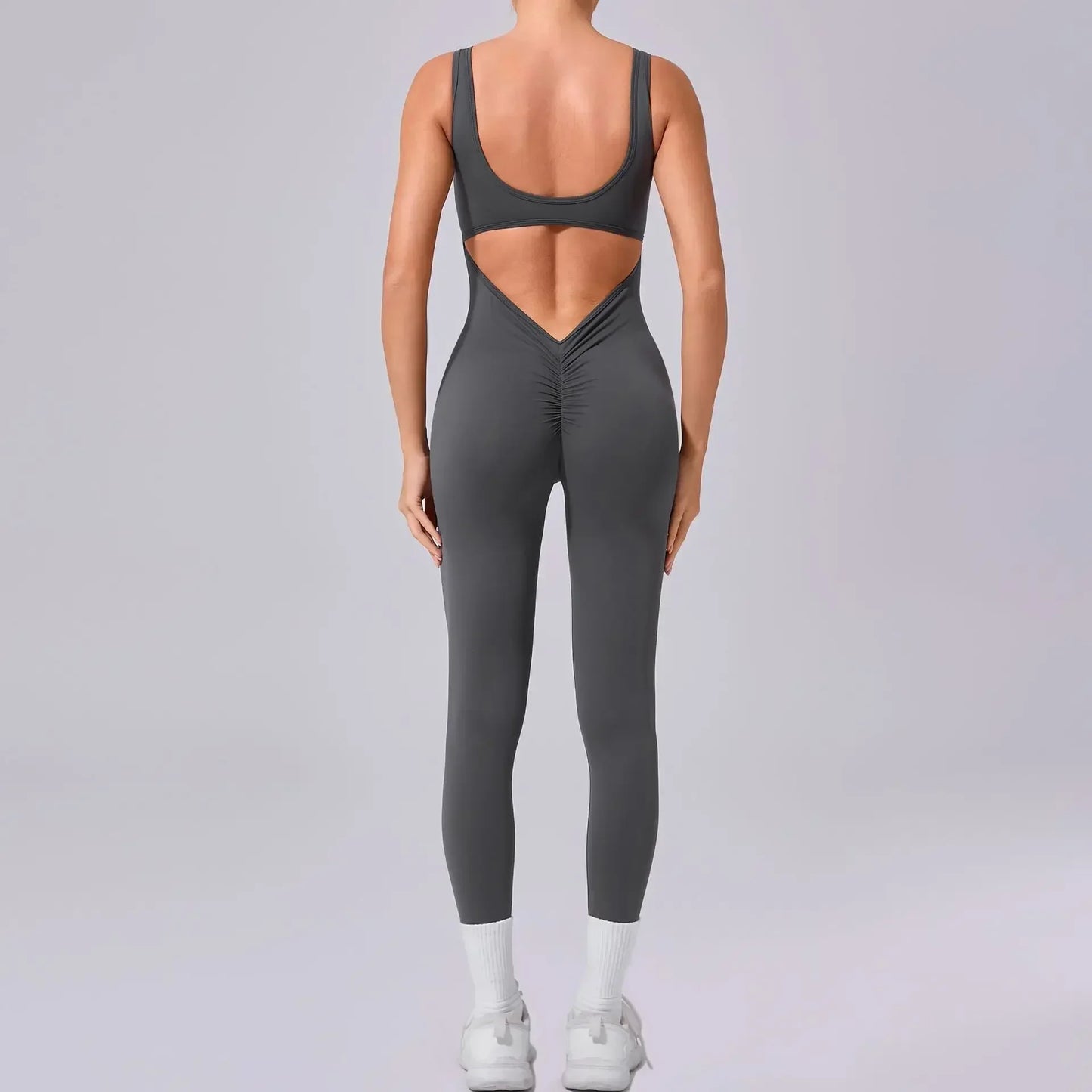 Cralom Yoga Jumpsuit: Seamless Beauty Back Fitness One-piece Leggings for Women