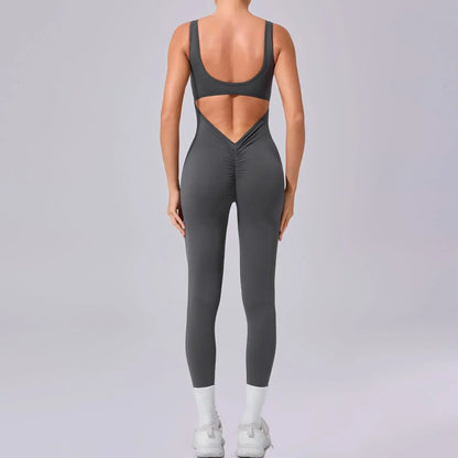 Cralom Yoga Jumpsuit: Seamless Beauty Back Fitness One-piece Leggings for Women