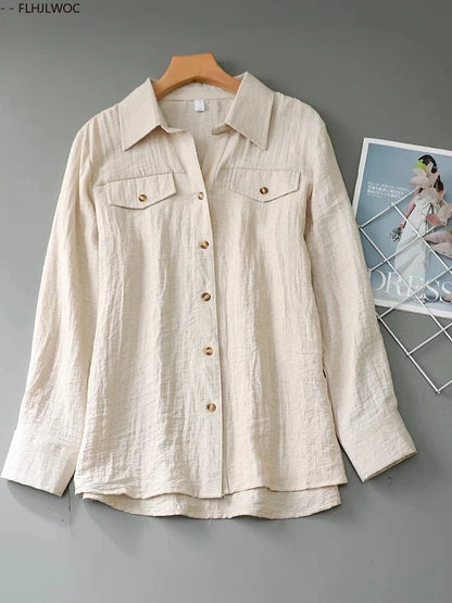 Cralom Women's Retro Vintage Button-Up Blouse with Pockets