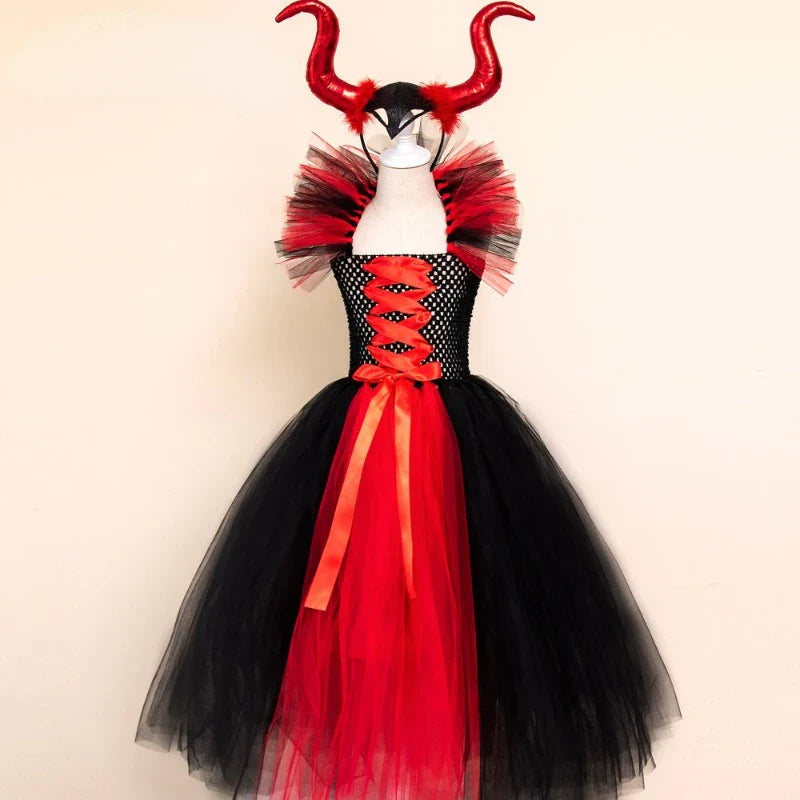 Cralom Deluxe Demon Queen Witch Girls Halloween Party Costume
