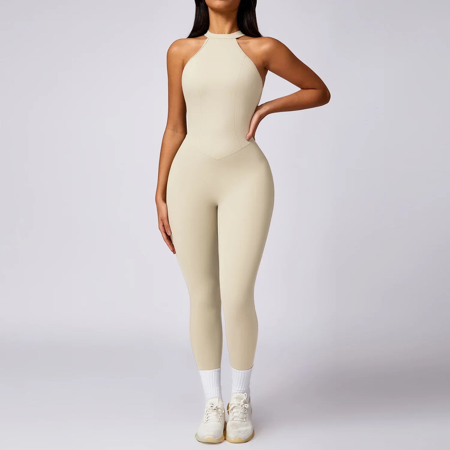 Cralom Sleeveless Backless Jumpsuit for Women - Quick Drying Yoga Bodysuit