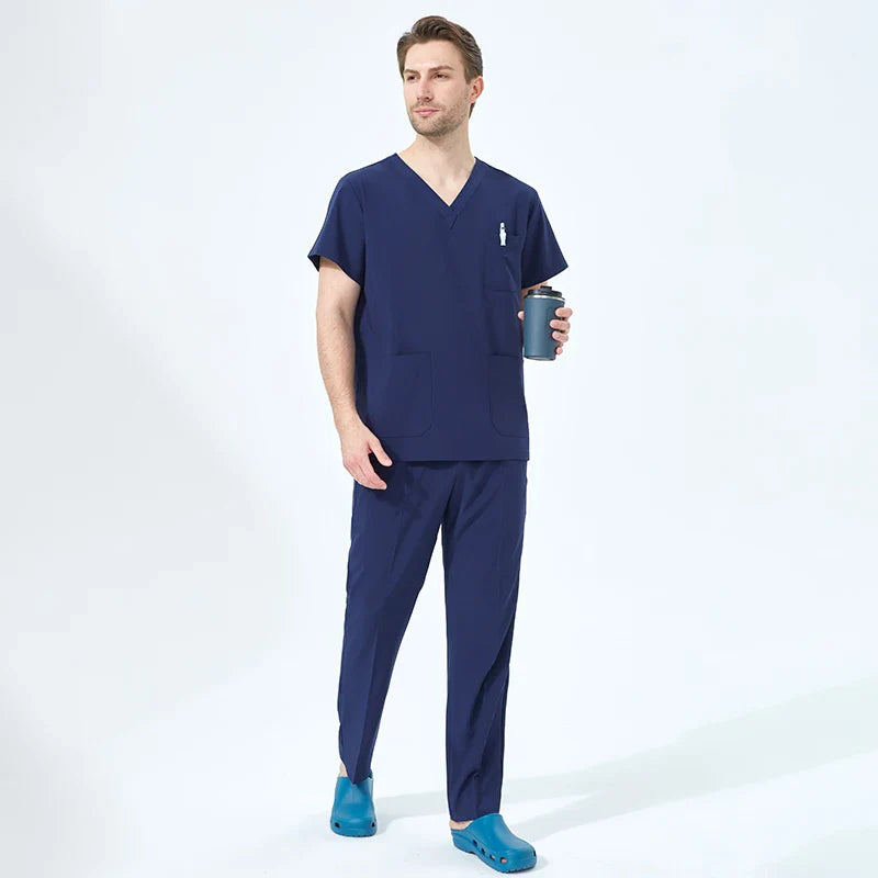 Cralom V-Neck Scrubs Set: Women's Slim Fit Surgeon Uniform Operating Room Stretch