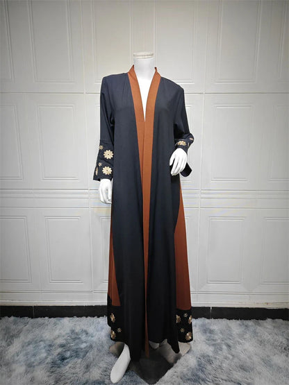Ramadan Mubarak Open Flower Kimono Abaya by Cralom - Dubai Luxury Modest Dress for Women