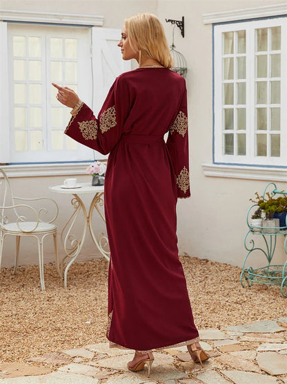 Cralom Red Open Kimono Abaya - Cralom Ramadan Collection