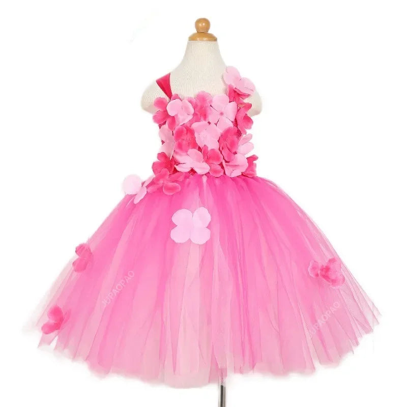 Cralom Pink Petal Princess Wedding Dress - Elegant Tulle Party Outfit