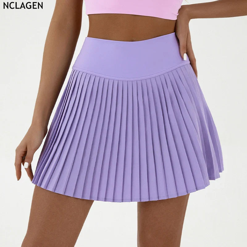 Cralom Women's Tennis Shorts Skirt High Waist Gym Yoga Fitness Shorts