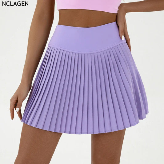 Cralom Women's Tennis Shorts Skirt High Waist Gym Yoga Fitness Shorts