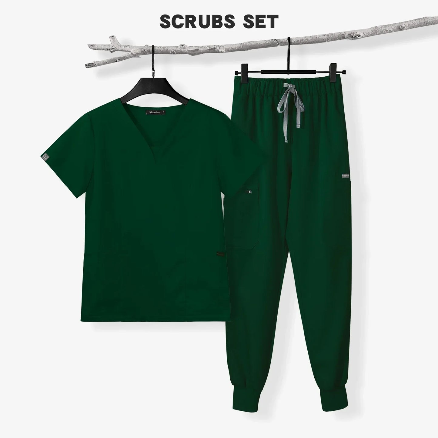 Cralom Men's Scrubs Set: Top & Relax Pants, Short Sleeve, Leisure Fit