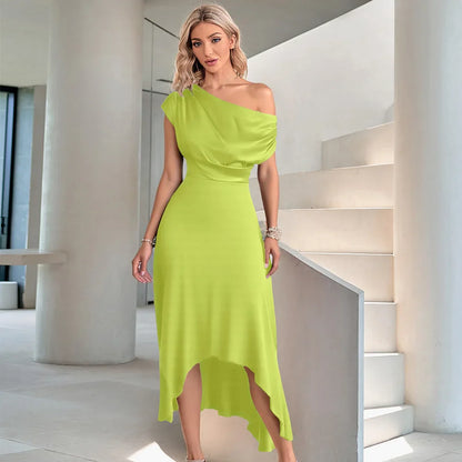 Cralom 2025 Summer Women's Irregular Sleeveless Loose Dress in Solid Color