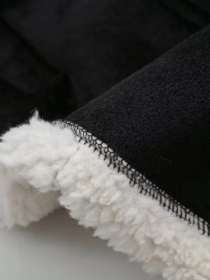 Cralom Lapel Zipper Lamb Wool Coat: Stylish Long Sleeve Jacket for Women