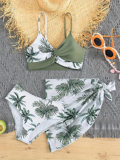 Cralom Young Girl 3-Piece Bikini Set - Big Girl Separated Swimsuit