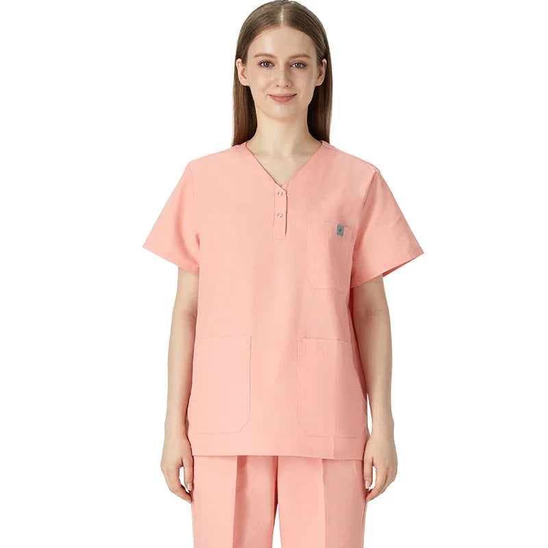 Cralom Pink Nursing Scrub Set - Easy Care Medical Uniform