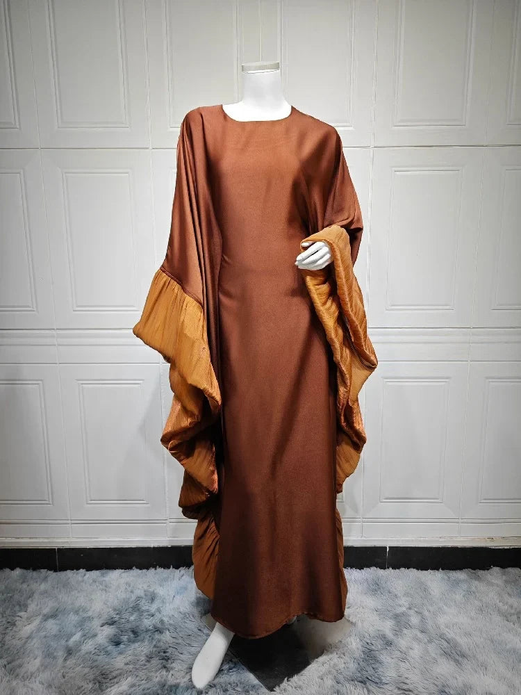 Helyn's Luxury Satin Abaya: Elegant Muslim Long Dress for Women