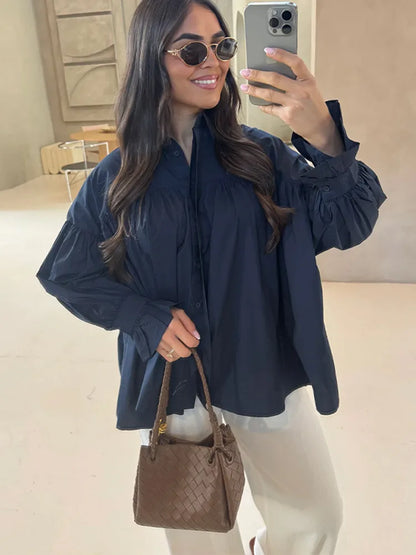 Cralom Women's Loose Fit Button Blouse 2025 Spring Collection