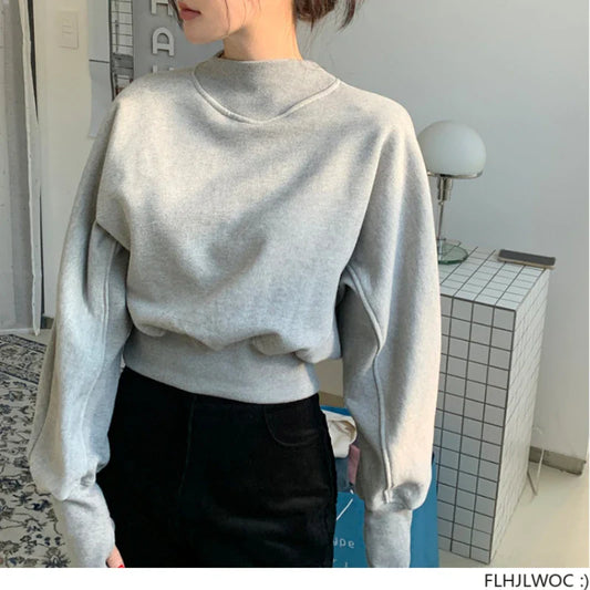 Cute Sweet Girls Knitted Sweaters by Cralom - Gray Basis Pullovers Jumpers