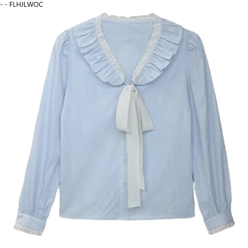 Pink Ruffles Blouse with Bow Tie & Button Detail by Cralom