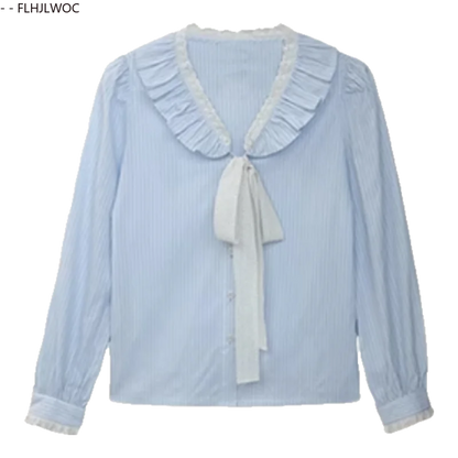 Pink Ruffles Blouse with Bow Tie & Button Detail by Cralom