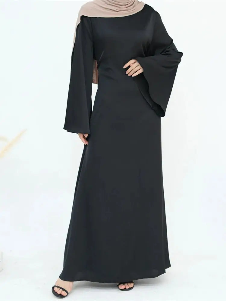 Cralom Ramadan Eid Satin Abaya Kaftan Robe Modest Dress