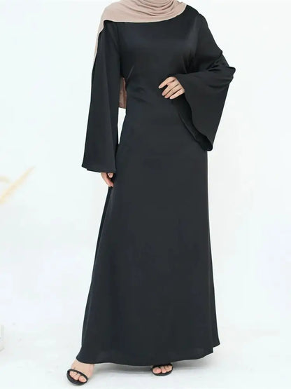 Cralom Ramadan Eid Satin Abaya Kaftan Robe Modest Dress