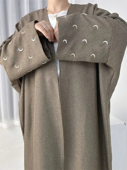 Cralom Butterfly Moon Heart Print Eid Abaya Kaftan