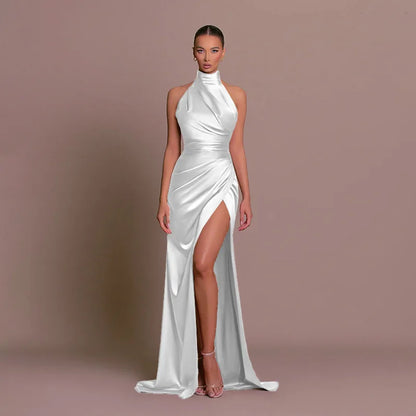 Cralom Women's Stand Collar Sleeveless Slit Dress - Slimming Summer 2025