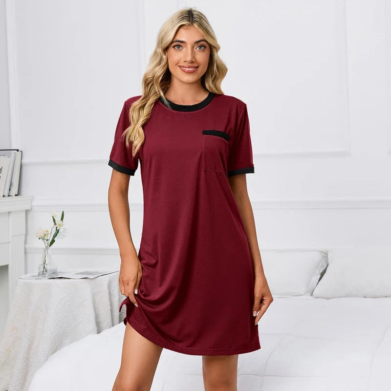 Cralom Soft Short Sleeve Summer Nightgown - Lightweight Women's Sleepdress
