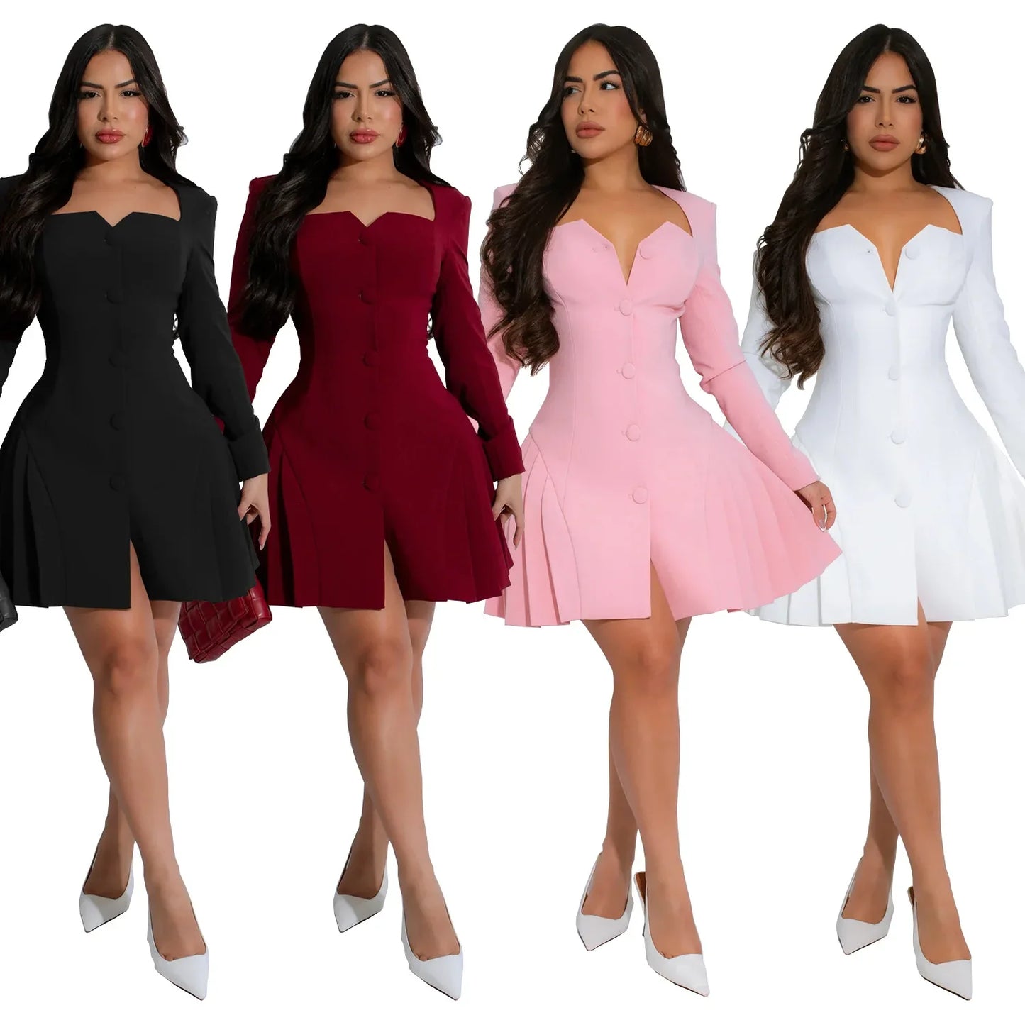 Cralom Women's Elegant V-Neck Ruffle Short Dress for Autumn 2025