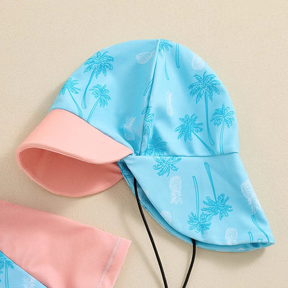 Cralom Baby Boy Swimwear Set with Sun Hat, Rash Guard, and Casual Zip-Up Shorts