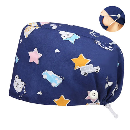Cralom Dental Patterned Scrub Cap – Adjustable Surgical Work Hat for Nurses & Doctors
