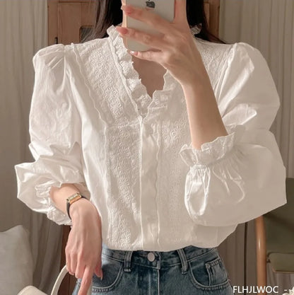 Cralom Lace Ruffle Peplum Top - Summer 2025 Collection
