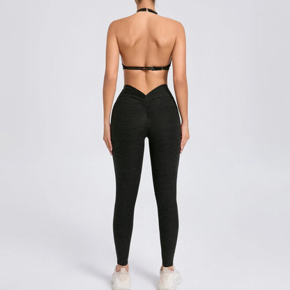 Cralom Color-Block High Waist Yoga Set - Slim Fit Bra & Pants