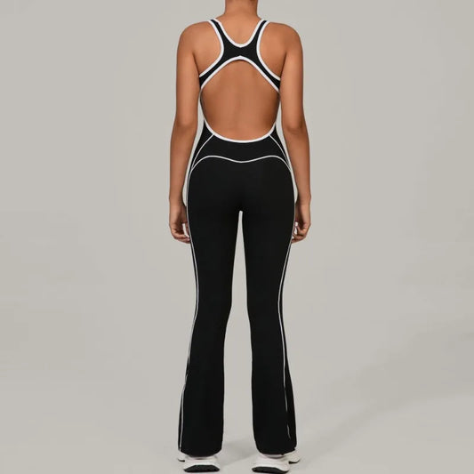 Cralom Hollow Open Back Gym Romper Hip Lift One-piece Yoga Suit