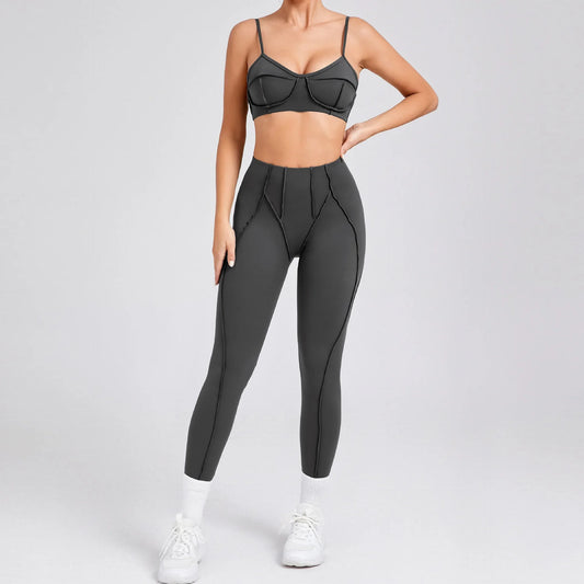Cralom Yoga Sports Set for Women: Push-up Bra & Leggings Fitness Bodysuit