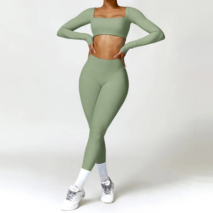 Cralom 2PCS Yoga Set for Women: Quick-Drying Sports Suit for Gym and Running