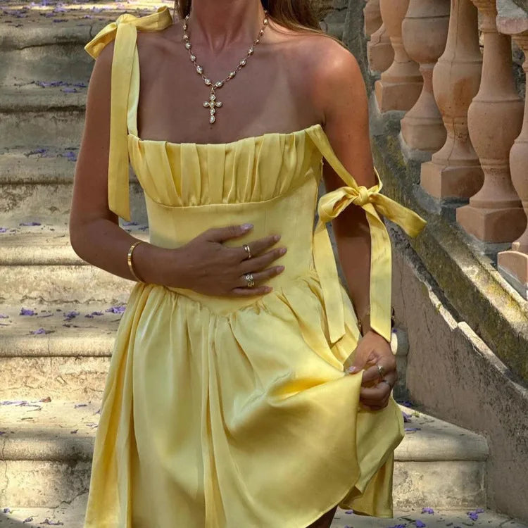 Cralom Lace-Up Waist Cinching Camisole Dress