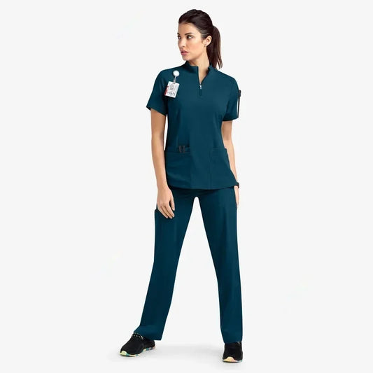 Cralom V-Neck Scrub Set: Top & Pant for Medical Nurses | Modern Hospital Uniform