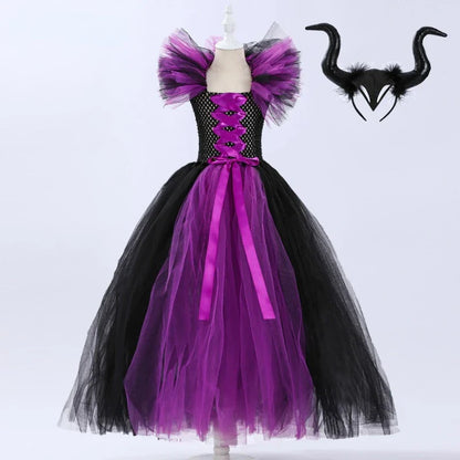 Cralom Deluxe Demon Queen Witch Girls Halloween Party Costume