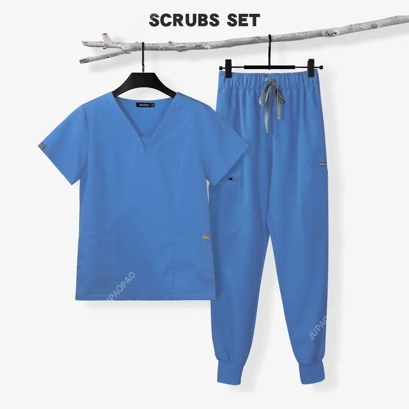 Cralom Men's Scrubs Set: Top & Relax Pants, Short Sleeve, Leisure Fit