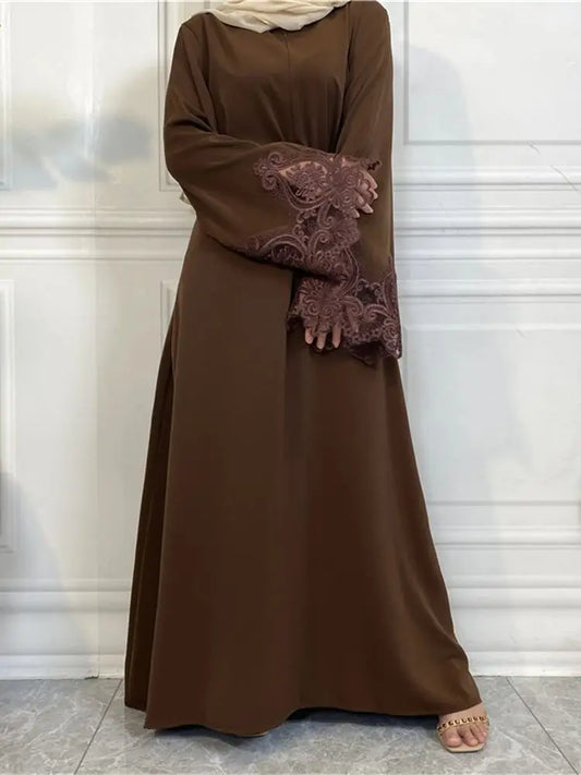 Cralom Ramadan Coffee Abaya Modest Dress Kaftan Robe