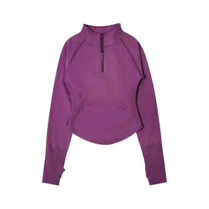 Cralom Seamless Impact Half-Zip Gym Top for Women