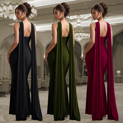 Cralom Women's Elegant Ribbon Solid Color Dress & Casual Long Skirt