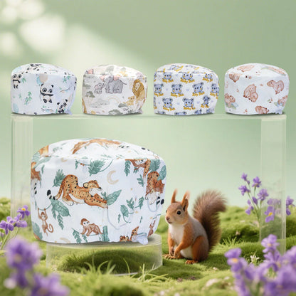 Cralom Cartoon Animals Unisex Surgical Scrub Caps for Medical Professionals