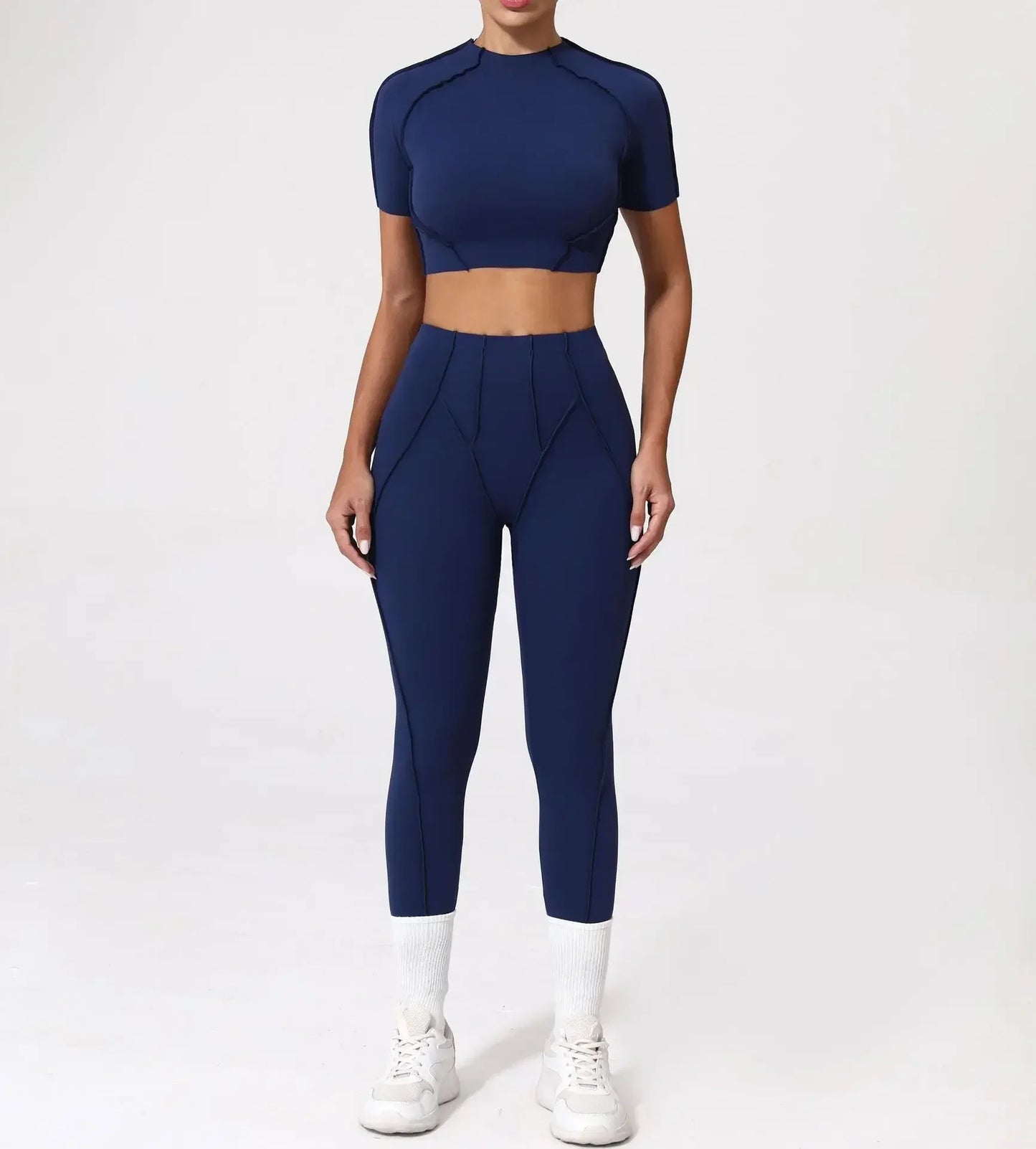 Cralom Seamless Yoga Set: Breathable High-waisted Hip-lifting Trousers for Fitness & Running